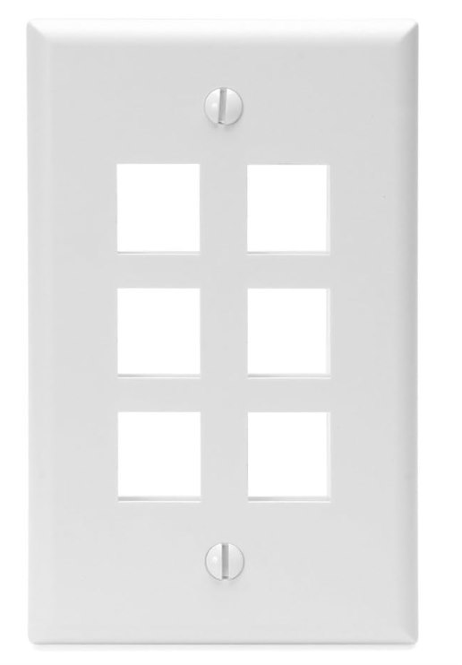 Wallplate, Single Gang, 6-Port White