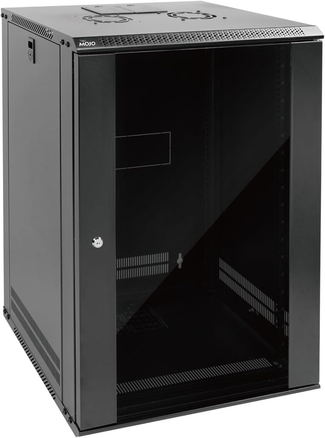 18U Wall Mount Rack Network Cabinet for 19" IT Equipment,with Lockable Glass Door and Side Panels