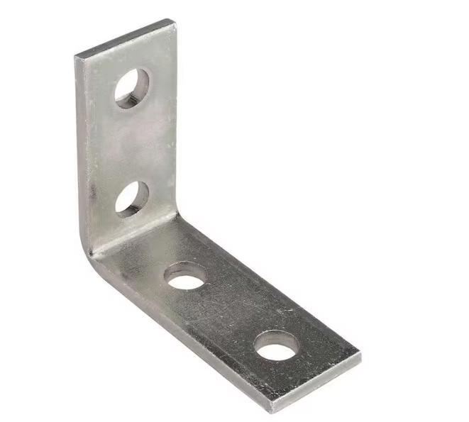 4-Hole 90 Degree Angle Strut Bracket - Silver Galvanized