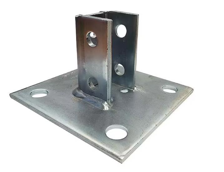 3-in. Steel Angled Single Channel Strut Mounting Bracket, Steel Square Post Base Connector