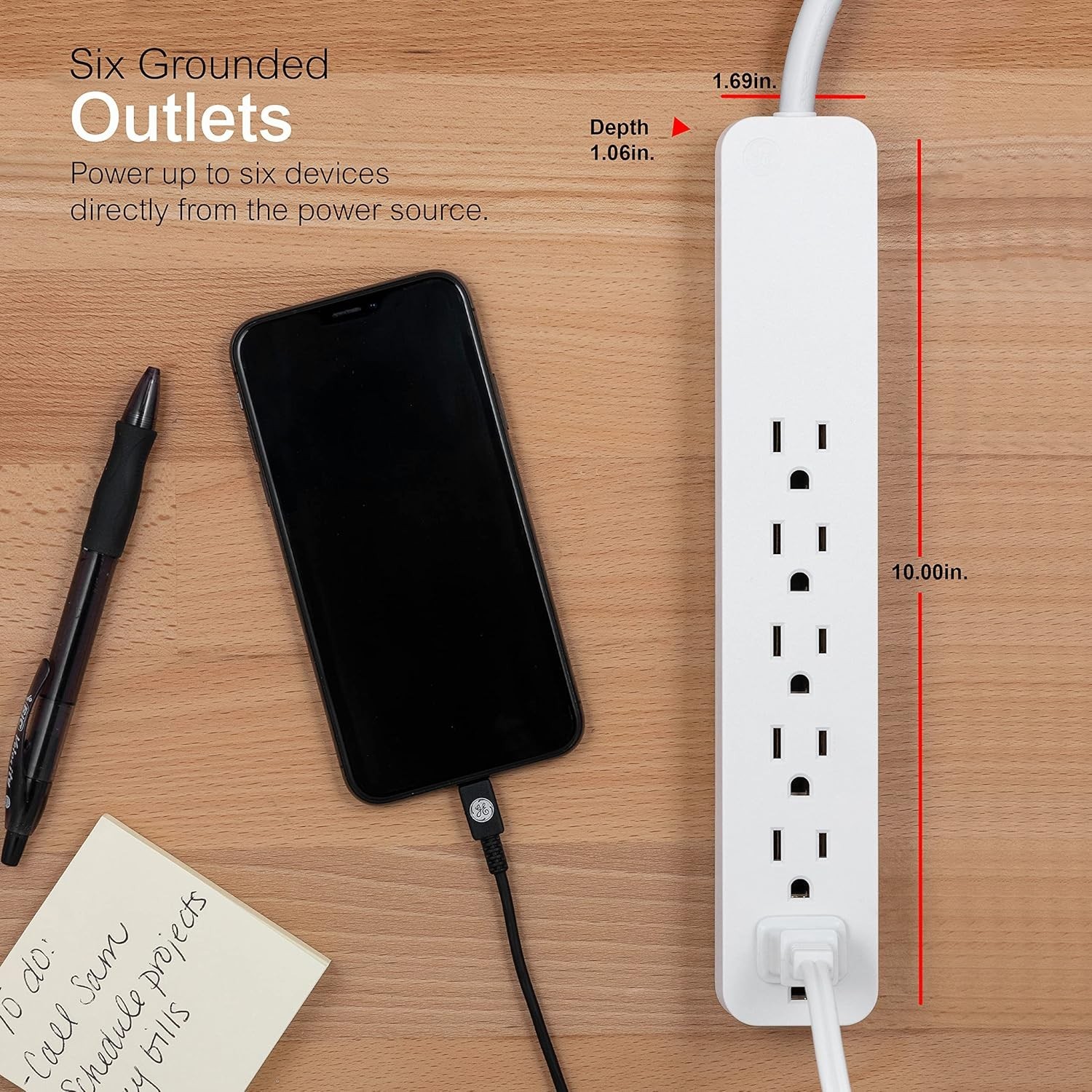 2' Powerstrip / 6 Outlet