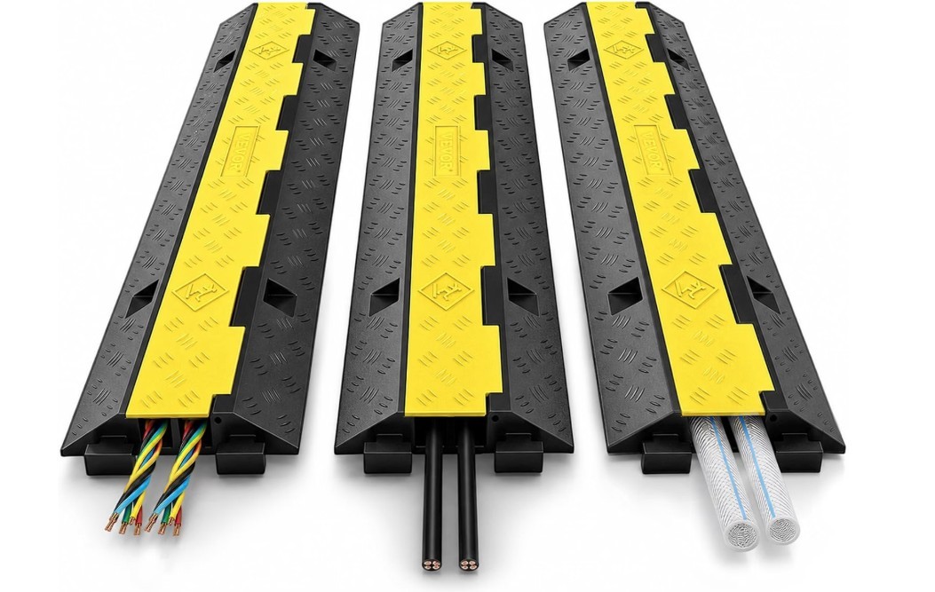 Protective Wire Cord Ramp Driveway Rubber Traffic Speed Bumps Cable Protector