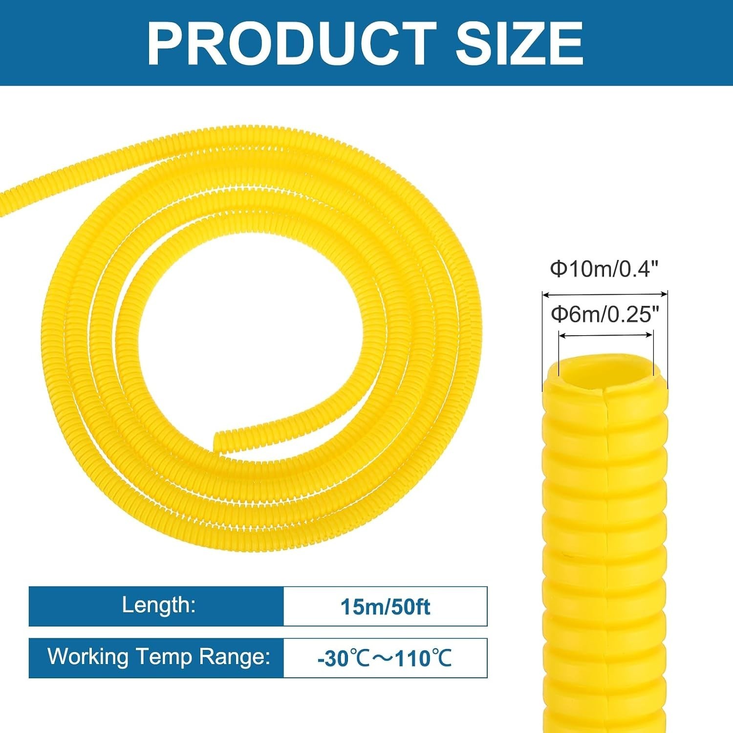  1/4" 50ft Split Wire Loom Tubing