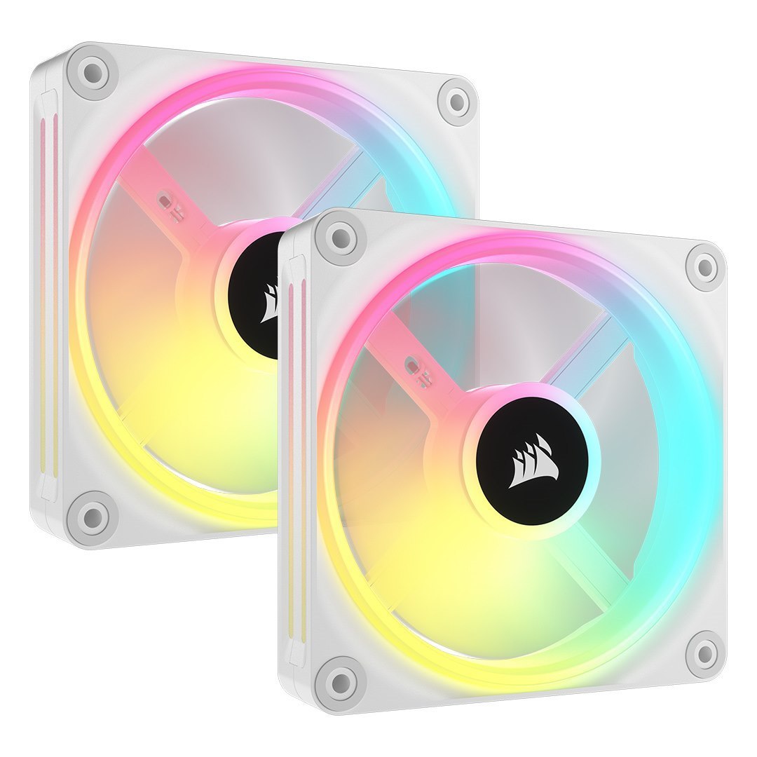 Corsair QX RGB Series, Icue Link QX140 RGB White, 140MM Magnetic Dome Bearing. PWM RGB Dual Fan, Starter Kit
