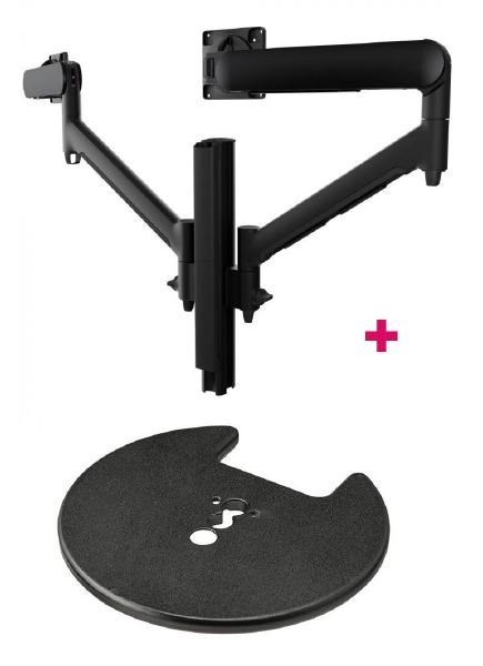 Atdec Awms-2-D40 Dual Dynamic 27" Monitor Arms On 15.7" Post And Grommet Clamp Desk Fixing, Black