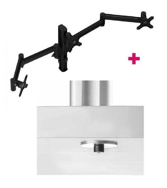 Atdec Awms-3-13714 Triple 5.11" And 27.95" Monitor Arms On 15.75" Post And Bolt-Through Desk Fixing, Black