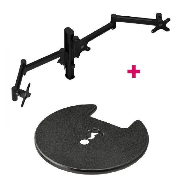 Atdec Awms-3-13714 Triple 5.11" And 27.95" Monitor Arms On 15.75" Post And Grommet Clamp Desk Fixing, Black