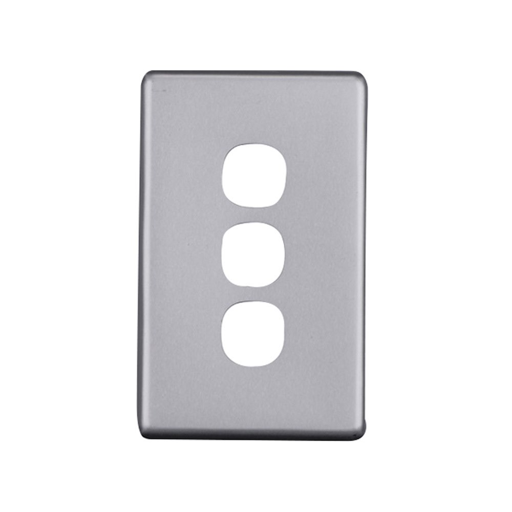 4Cabling 4C | Elegant 3 Gang Aluminium Plate - Silver Matte