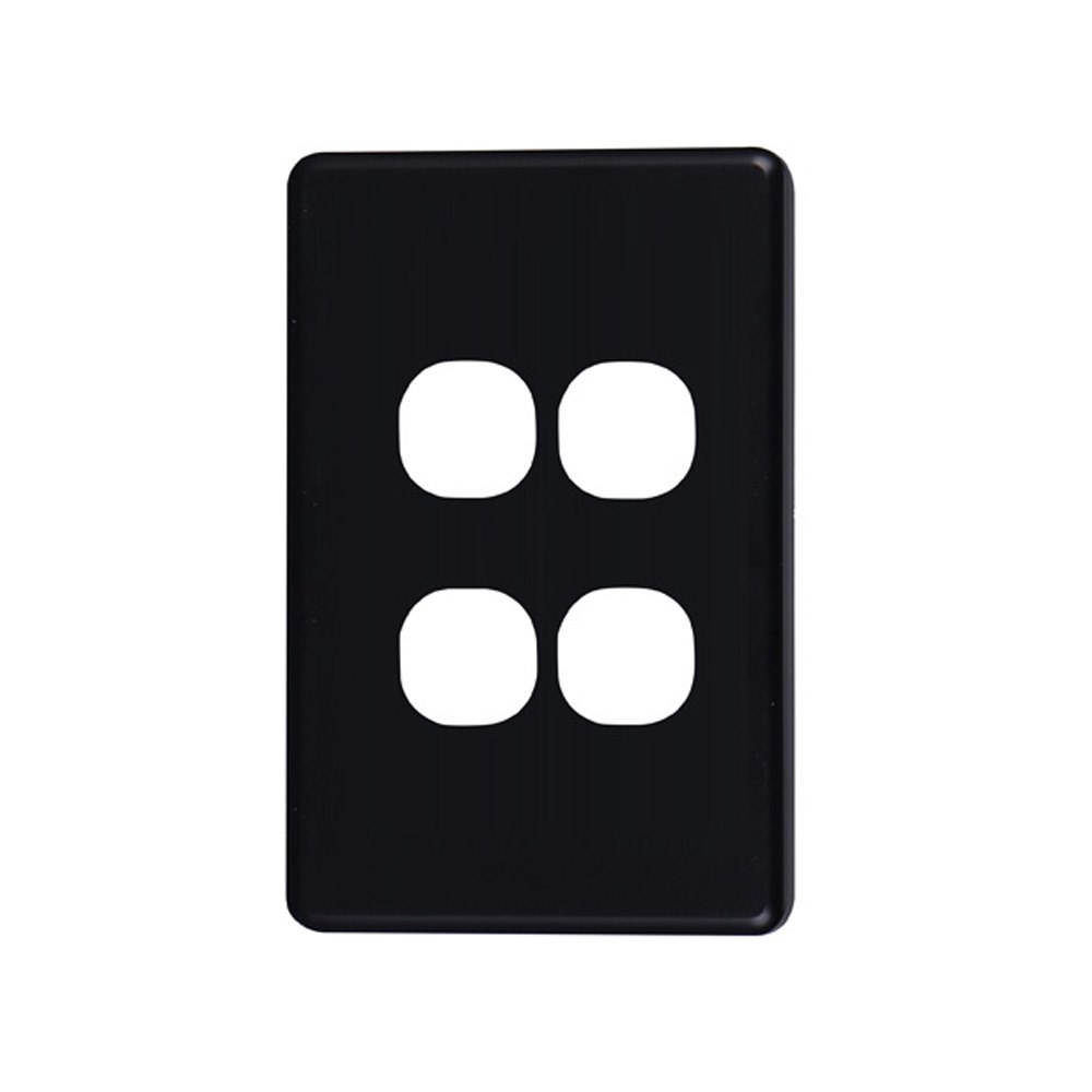 4Cabling 4C | Classic 4 Gang Switch Cover - Black