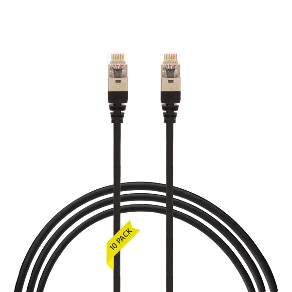 4Cabling 2.5M Cat 6A RJ45 S/FTP Thin LSZH 30 Awg Pack Of 10 Network Cable. Black