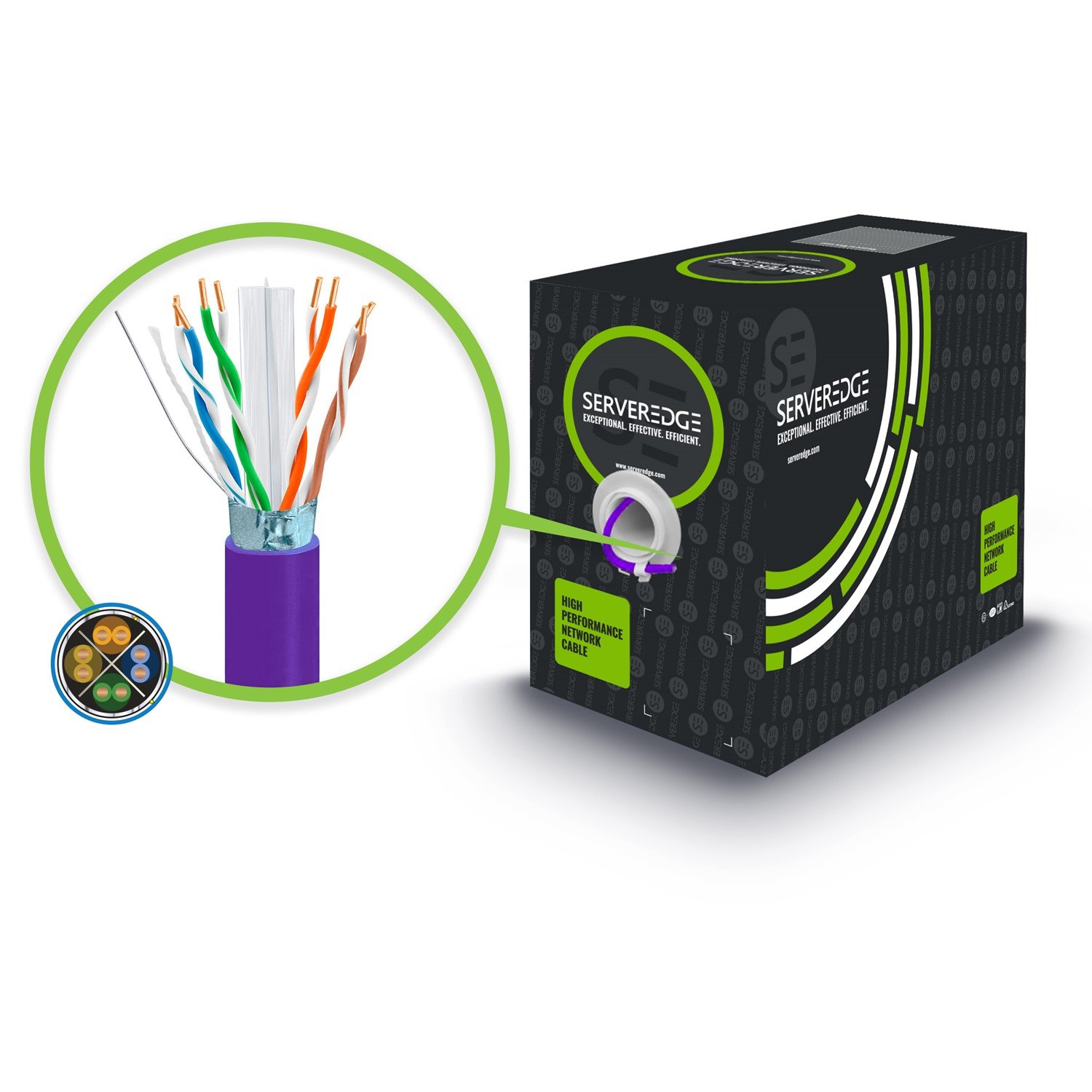Serveredge Cat6a 305M Network Cable - Futp Solid LSZH 23Awg - Purple