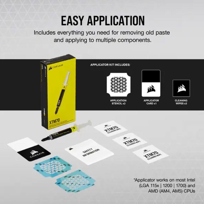 Corsair XTM70 Extreme Performance Thermal Paste, Thermal Grease. 3 Grams With Easy Applicator And Cleaning Wipes.
