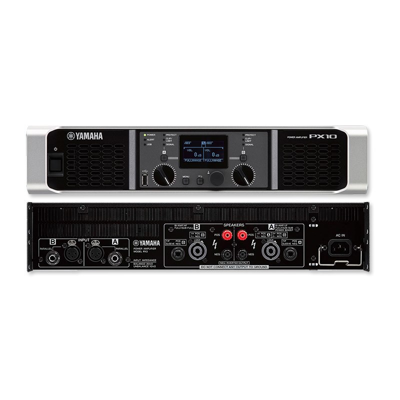 Yamaha PX10 2X 1200W @ 4 Ohms. 2X 1000W @ 8 Ohms. 2X 700W @ 2 Ohms.