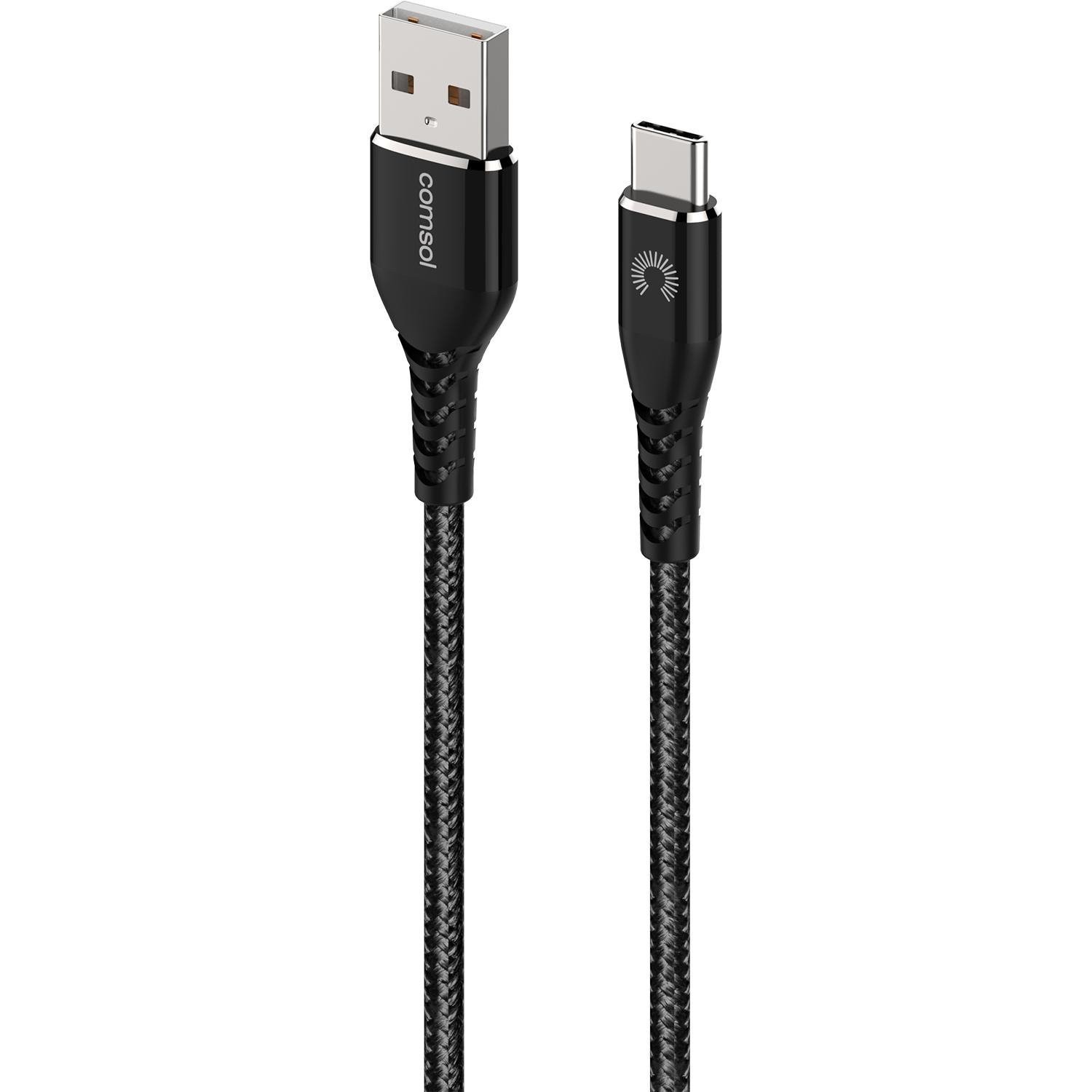 Comsol 2M Usb-A To Usb-C Cable Reinforced With Aramid Fibre - Black