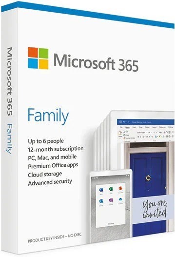 Microsoft 365 Family, Retail Box - 1 Year Subscription