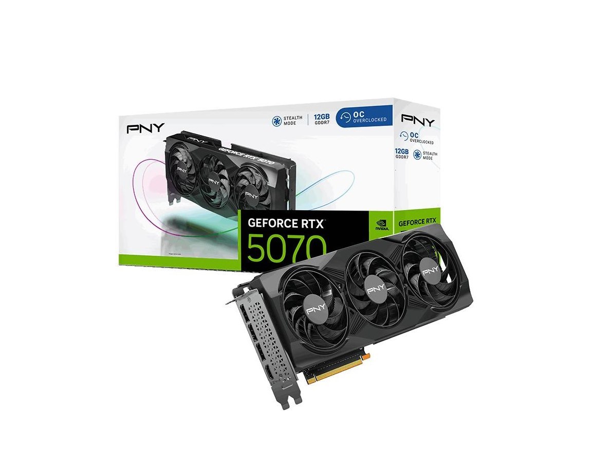 PNY GeForce RTX 5070 12GB Graphics Card,Rtx5070,,Trplfan,Oc,Pb,Pny Gpu Max Screen Resolution 7680X4320 Memory Speed 2325 MHz