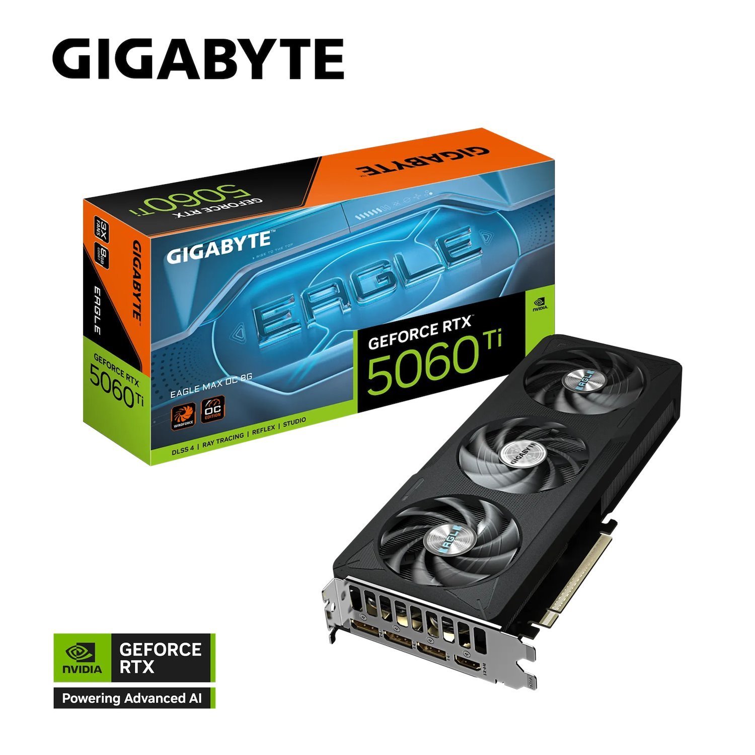 Gigabyte GeForce RTX™ 5060 Ti Eagle Max Oc 8G, 2617 MHz, Cuda 4608, 28 GBPS, GDDR7, 128 Bit, Pci-E 5.0, Psu 650W, DisplayPort 2.1B *3 Hdmi 2.1B *1