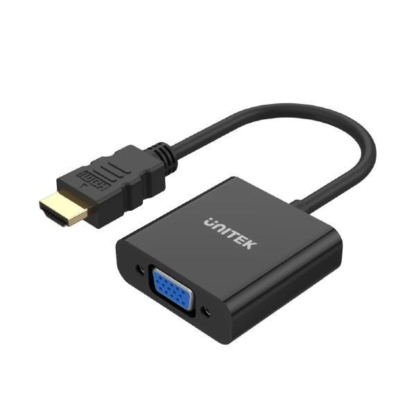 Unitek Hdmi To Vga Adapter With 3.5MM For Stereo Audio, Black