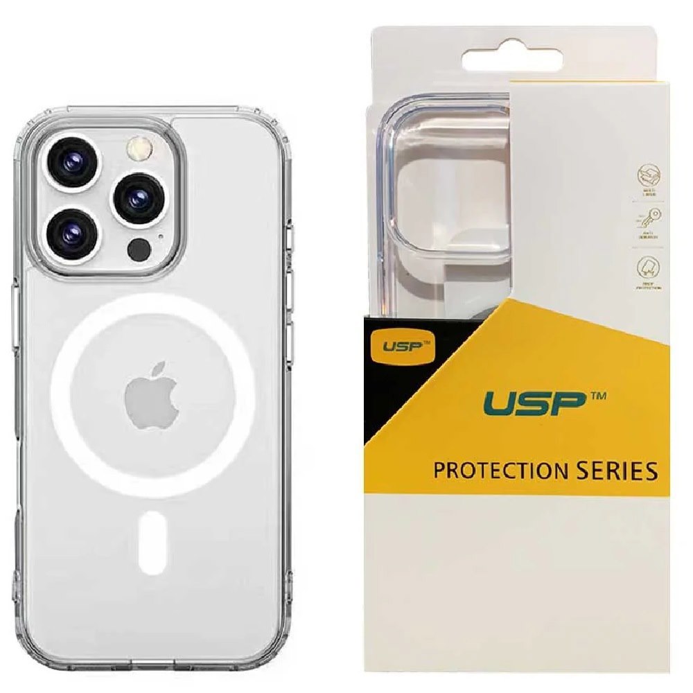 Usp Apple iPhone 16 Pro Max (6.9') Clear Rock Shockproof Case With MagSafe - Ultra-Thin, Lightweight, Non-Slip, Crystal Clear, 10 Years Warranty