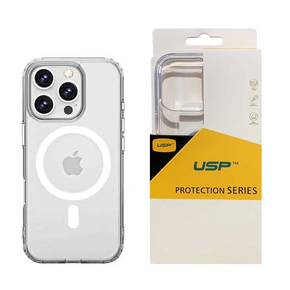 Usp Apple iPhone 17 Pro (6.3') Clear Rock Shockproof Case With MagSafe - Ultra-Thin, Lightweight, Non-Slip, Crystal Clear, 10 Years Warranty