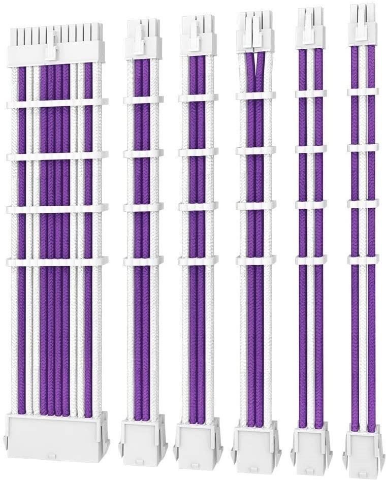 Antec Psu - Sleeved Extension Cable Kit V2 - Purple / White. 24Pin Atx, 4+4 Eps, 8Pin Pci-E, 6Pin Pci-E, Compatible With Standard Psu