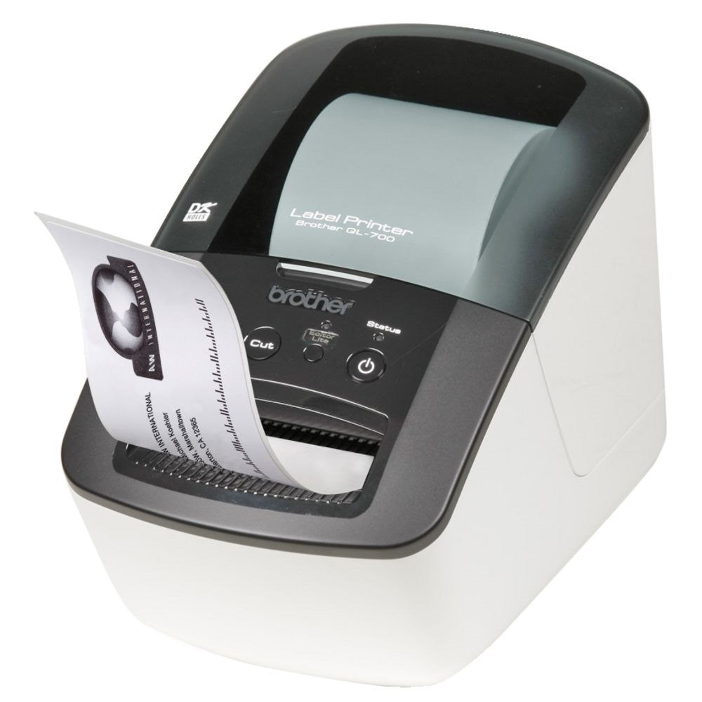 Brother PocketJet QL-700 Desktop Direct Thermal Printer - Monochrome - Label Print - USB - With Cutter - White, Black