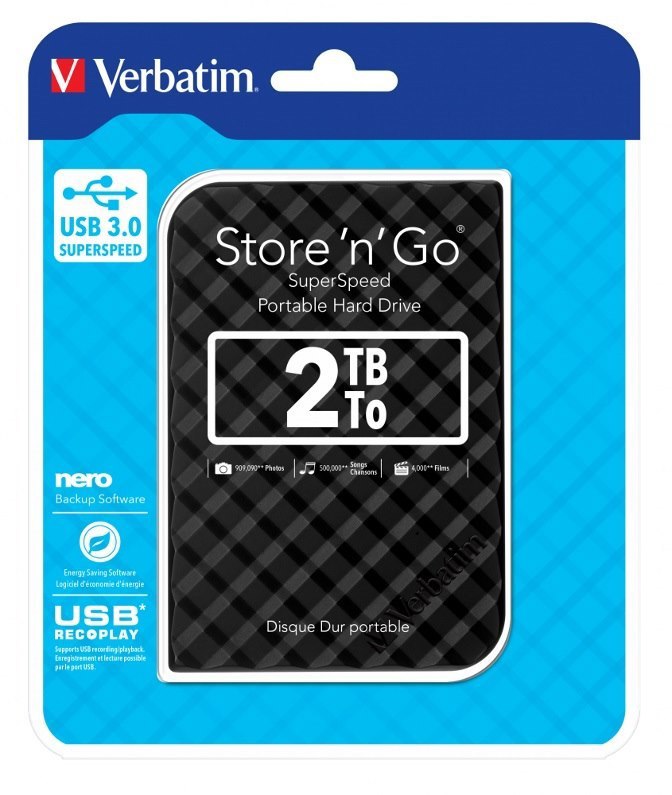 Verbatim Store 'n' Go 2 TB Portable Hard Drive - 2.5" External