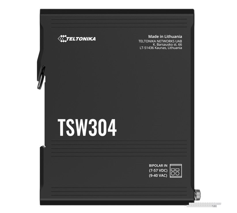 Teltonika TSW304 Din Rail Ethernet Switch, 4X Gigabit Ethernet With Speeds Of Up To 1000 MBPSL, Wide Range Of Voltages, Psu Excluded