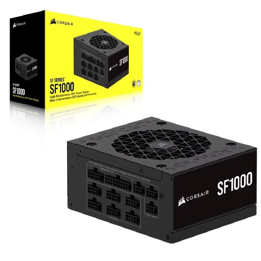 Corsair SF Series SF1000 Fully Modular 80 Plus Platinum SFX Power Supply (Au) – 1000W, 92MM FDB, 4×PCIe, 8×Sata, 2×Eps, Type 5, 100K HRS, Atx 3.1