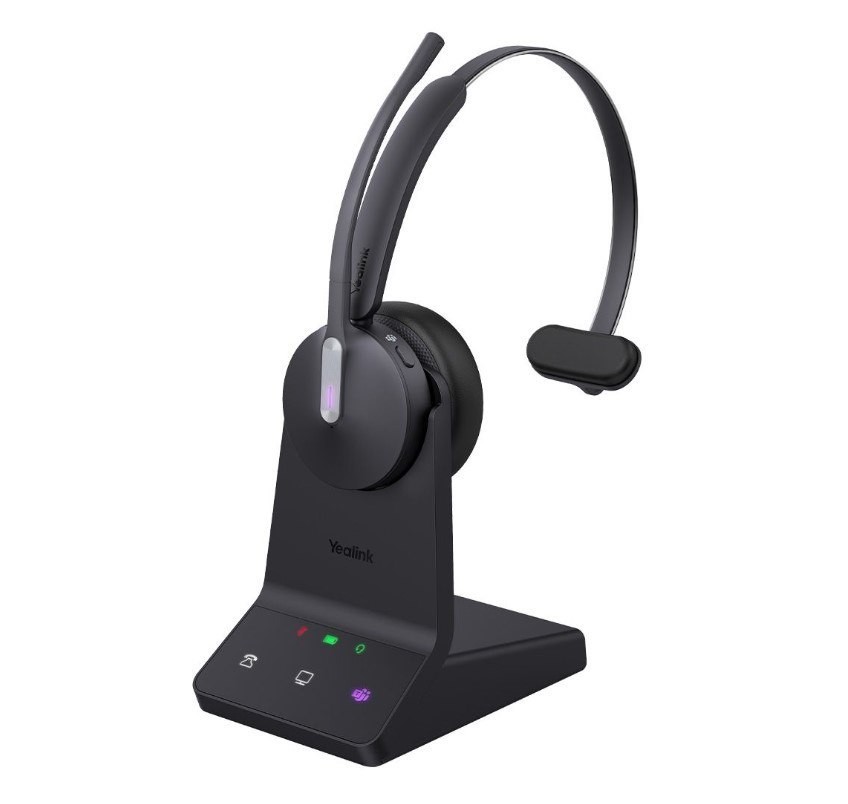 Yealink WH64 Mono Uc Dect Wireless Headset, Dect & Bluetooth Wireless Technology, 3-Mic Noise Cancellation, Uc Certified, Charging Stands