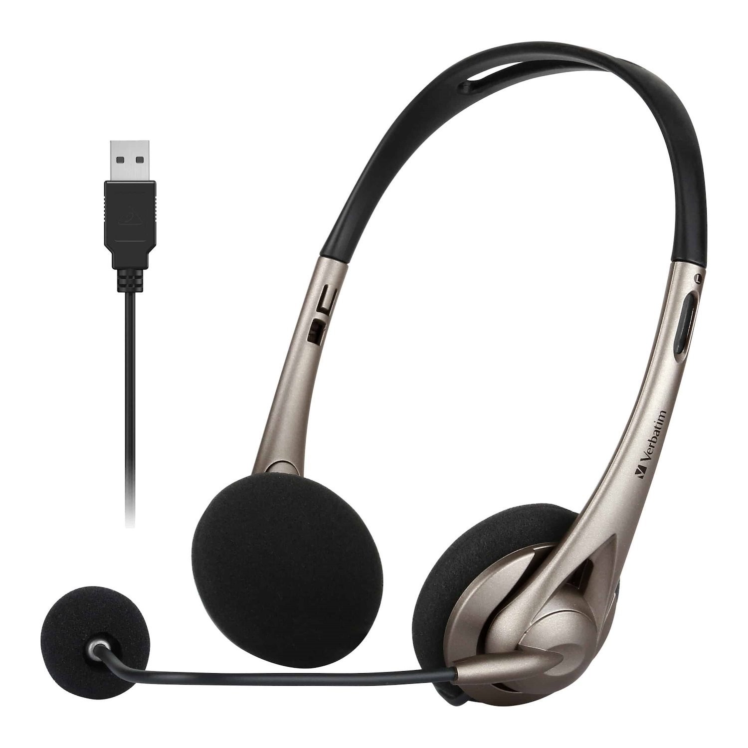 Verbatim Wired Over-the-head, On-ear Stereo Headset - Grey