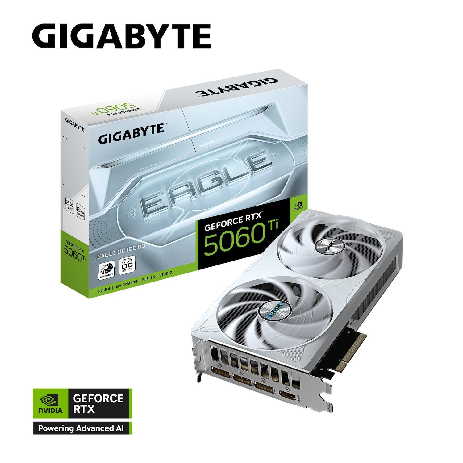 Gigabyte GeForce RTX™ 5060 Ti Eagle Oc Ice 8G, 2617 MHz, 28 GBPS, GDDR7, 128 Bit, Pci-E 5.0, Atx, Psu 650W, DisplayPort 2.1B *3, Hdmi 2.1B *1