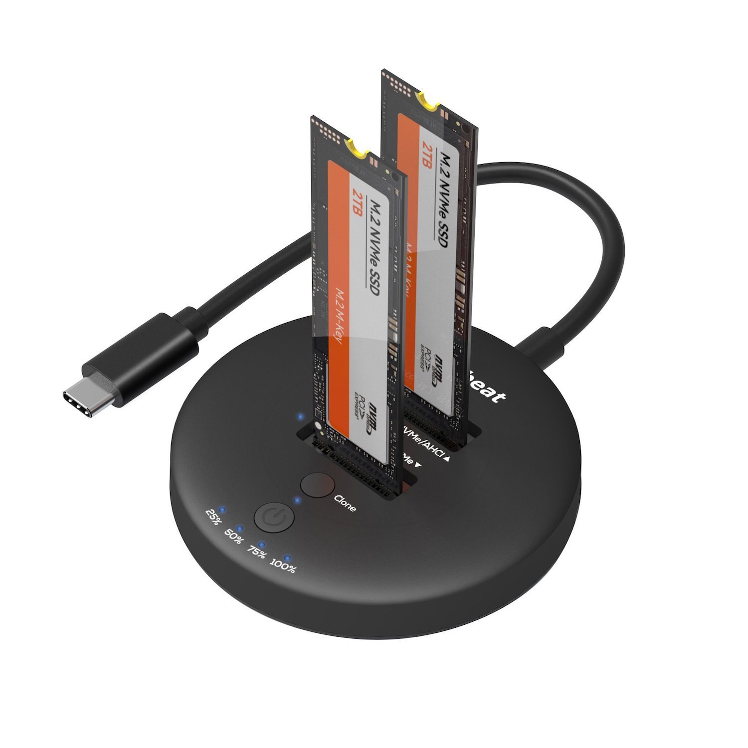 Mbeat® H3 Usb 3.2 Gen2x2 20Gbps Dual M.2 NVMe SSD Dock With Clone Duplicator (Black) Clone Speed: Up To 15Gbps Product Weight (With Cable): 96G