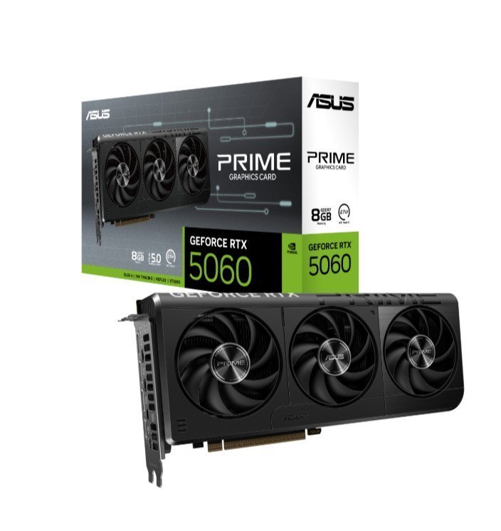 Asus nVidia GeForce Prime-Rtx5060-8Grtx5060 8GB GDDR7 2497 MHz Boost Clock, Ram 28Gbps, 613 Ai TOPs, Digital Max Resolution
