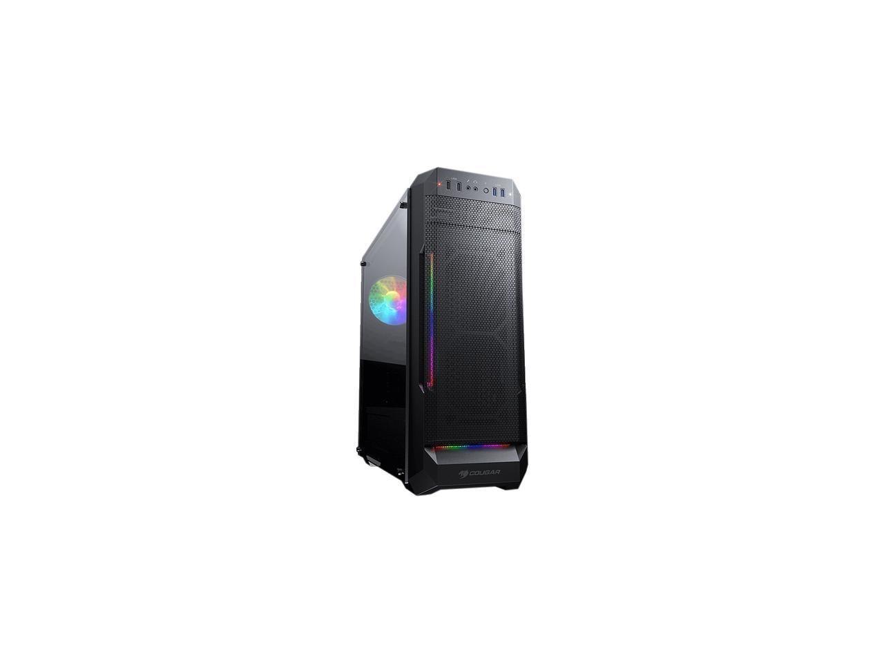Cougar MX331 Mesh-G Black Powerful Airflow Mid-Tower Computer Case With Stunning RGB And Tempered Glass