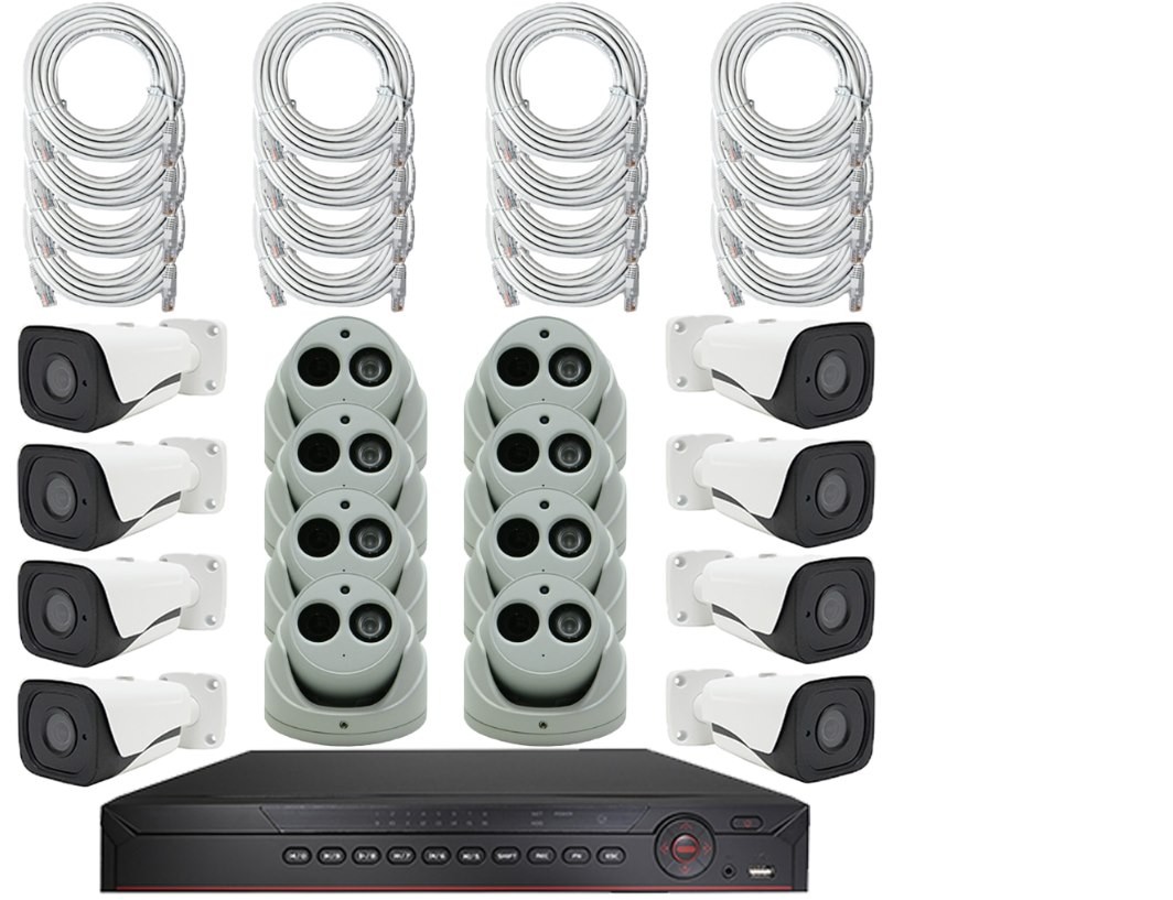 16 Channel [NVR] with Eight 8MP Dome Cameras & Eight 8MP Bullet Cameras