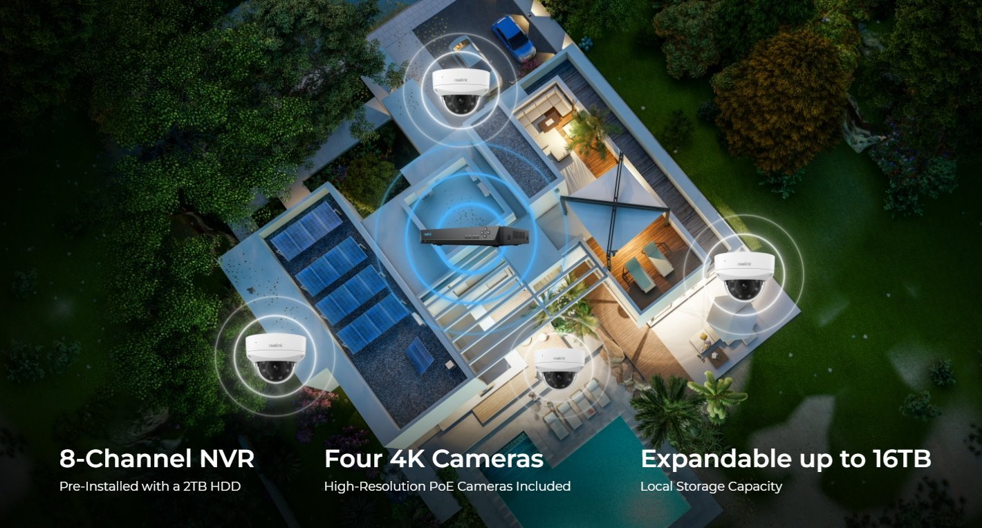 ReoLink  Smart 4K 8MP IK10 PoE Dome Camera System with 5× Optical Zoom