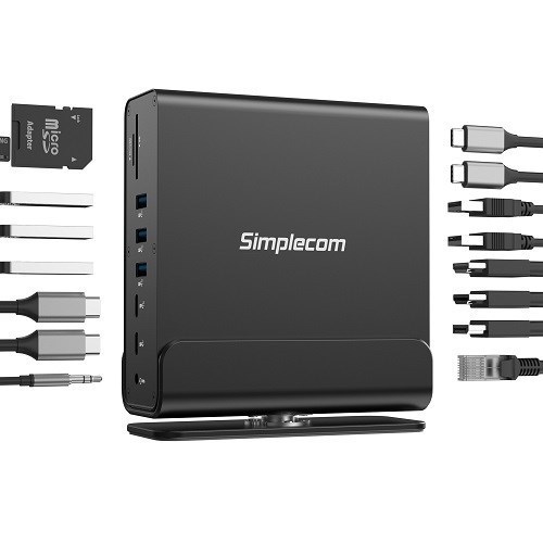 Simplecom CHT815 15-In-1 Usb-C 4K Triple Display MST Docking Station With Dual Hdmi DP