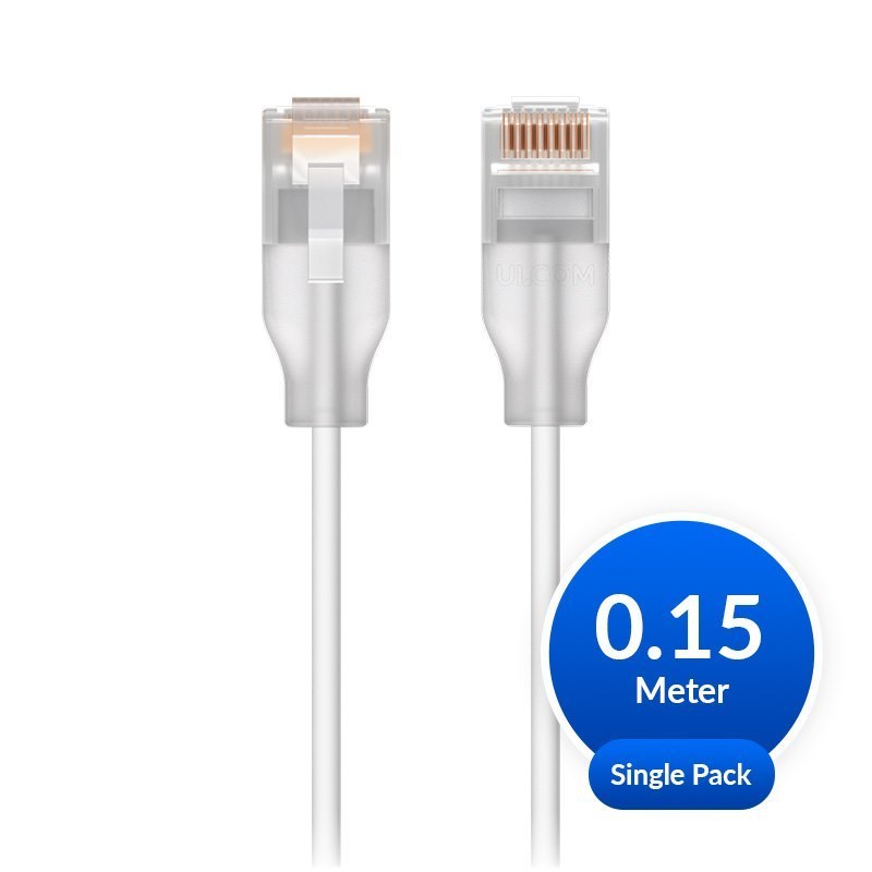 Ubiquiti UniFi Etherlighting Patch Cable, Single Unit, UACC-Cable-Patch-EL-0.15M-W, Indoor, 0.15M, White/Translucent