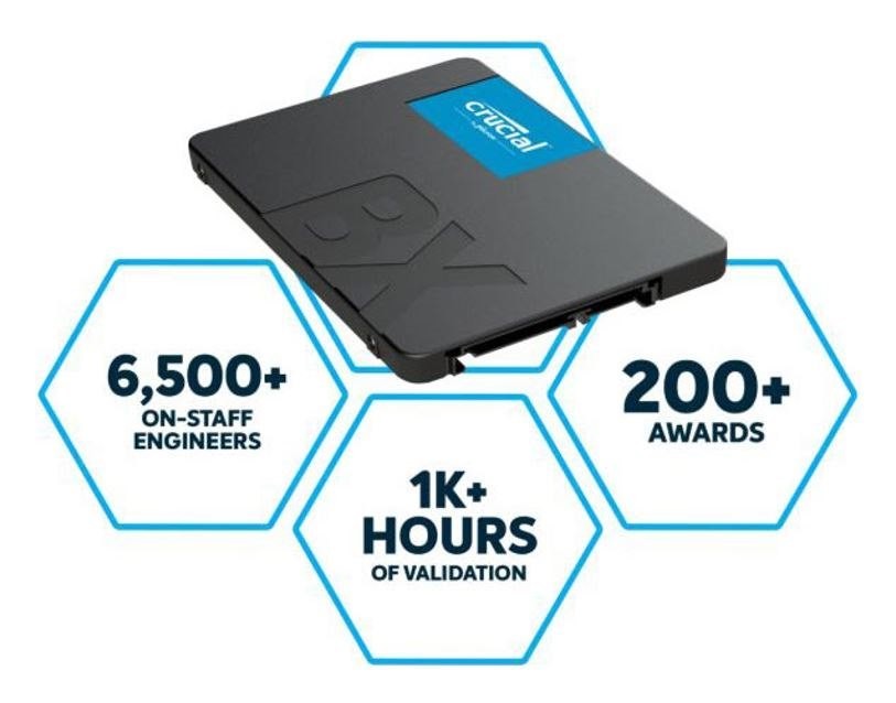 Crucial BX500 2TB 2.5' Sata3 6Gb/s SSD - 3D Nand 540/500MB/s 7MM 1.5 Mil MTBF 3YR WTY Acronis True Image Solid State Drive