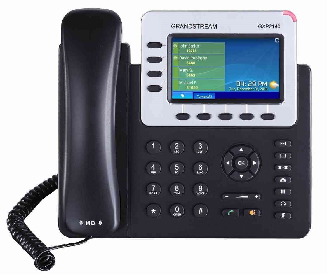 Grandstream GXP2140 IP Phone - Corded/Cordless - Corded - Bluetooth - Wall Mountable - Black