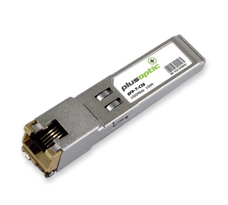 PlusOptic Cisco Compatible (Ds-Sfp-Ge-T GLC-T Ons-Se-Ze-El Glc-Te) 1000Mbps, Copper SFP, 100M Transceiver, RJ-45 Connector For Copper