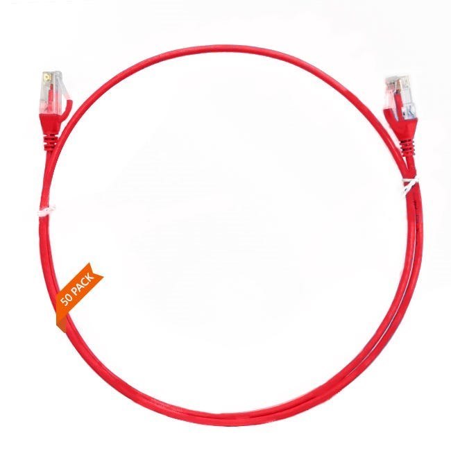 4Cabling 0.5m CAT6 Ultra Thin LSZH Ethernet Network Cable | 50 Pack Red