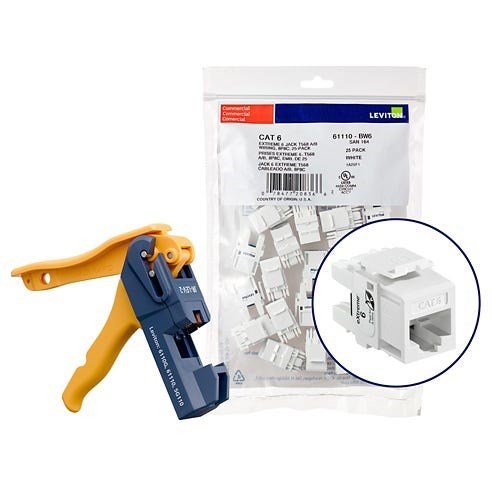 Leviton - eXtreme Cat 6 Unshielded Jack 110-Style 150PK With Tool - White