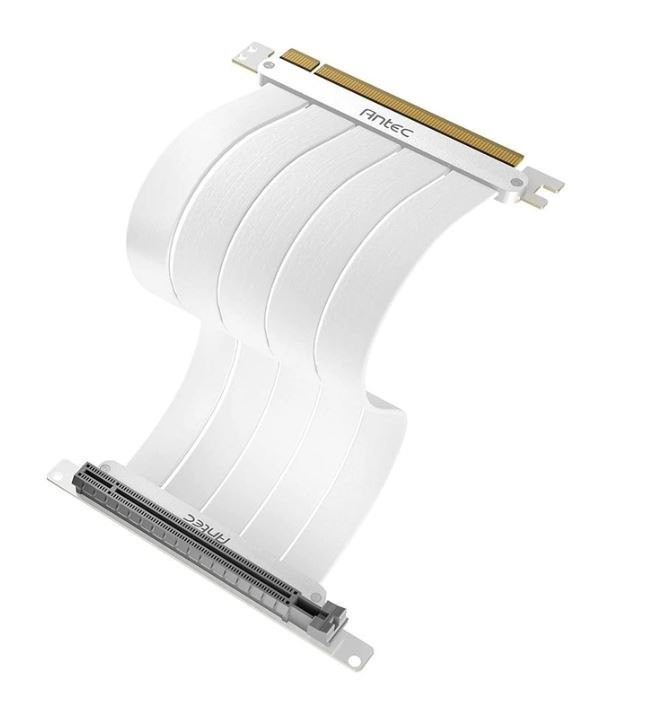 Antec Pcie-4.0 Riser Cable (200MM) White, Up To RTX4090 / 7900XT. High End Gold Plated And Shielded Six Layer PCB. FPS Lossless Output Stability (LS)