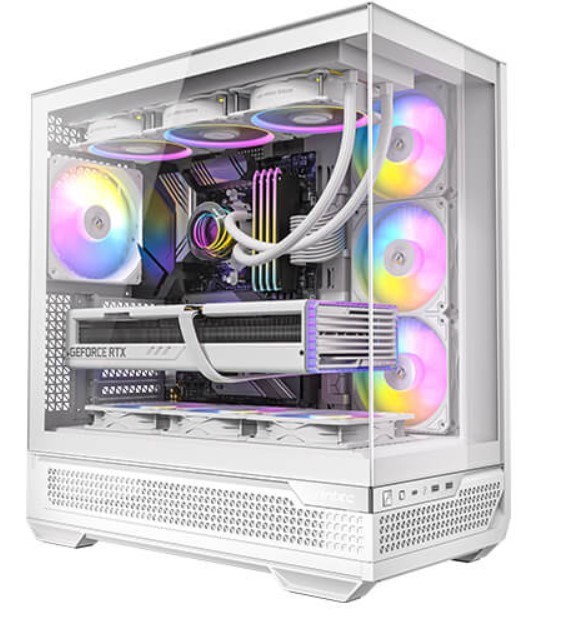 Antec C7-Argb Atx,E-Atx Panoramic 270 View, Usb-C, 4X Argb PWM Fans. Side Radiator. RTX 5090, 9700X Back Connect MBs, Flip Door, White Case
