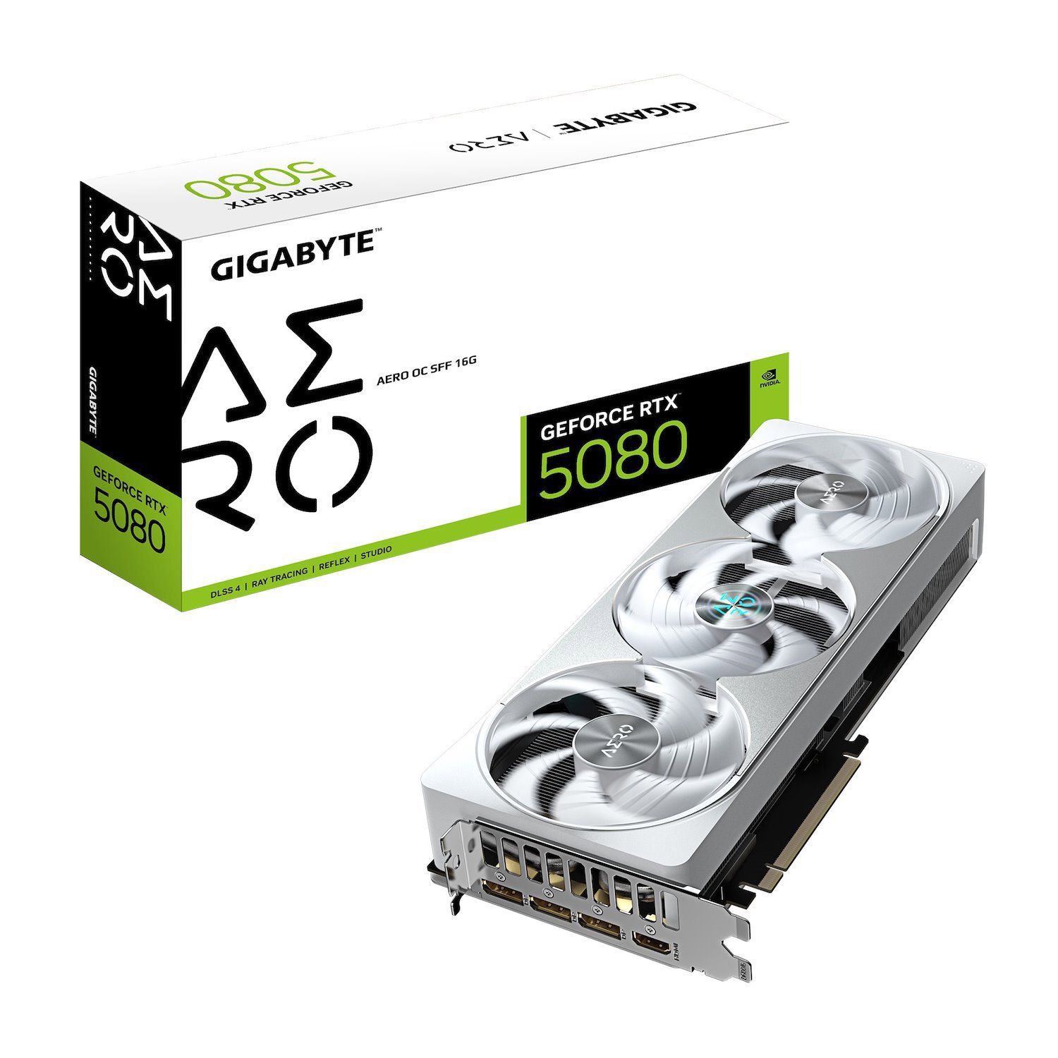 Gigabyte GeForce RTX™ 5080 Aero Oc SFF 16G, 2730 MHz, Cuda 10752, 30 GBPS, GDDR7, 256 Bit, Pci-E 5.0, Psu 850W, DisplayPort 2.1B X3 Hdmi 2.1B X1