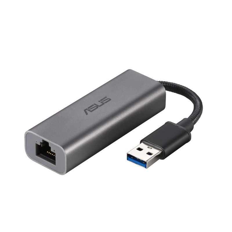 Asus Usb-C2500 Usb Type-A 2.5G Base-T Ethernet Adapter, Backward Compatibility Of 2.5G/1G/100Mbps, Plug And Play, Aluminium, No Fray Cable