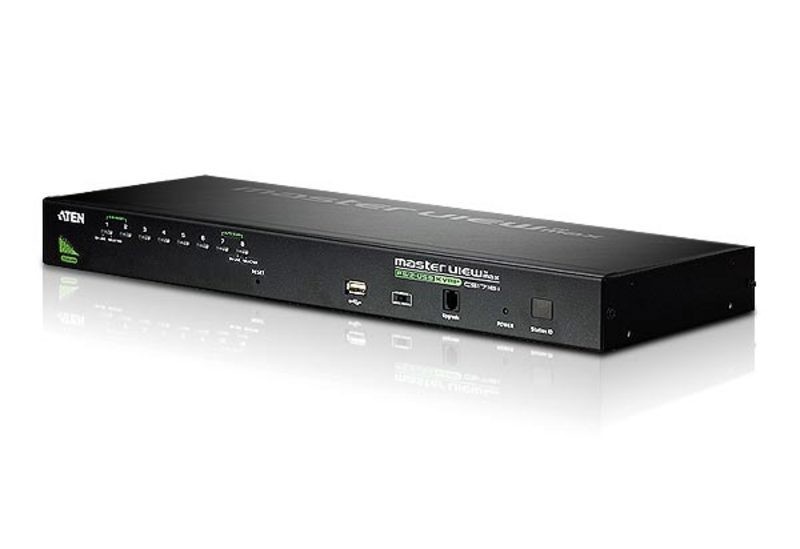 Aten Rackmount KVM Switch 8 Port Vga Ps/2-Usb, 2X Custom KVM Cables Included, Broadcast Mode, Daisy Chainable For Up To 256 Devices