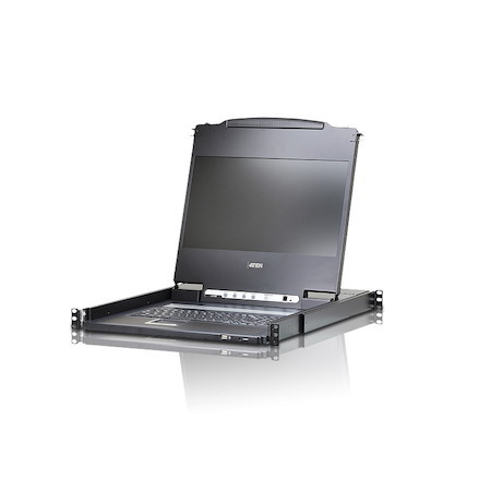 Aten Rackmount Single Rail LCD Console Vga,Hdmi,Dvi & Vga W/ 17.3' LCD Display, 1X Custom KVM Cable Included, 1920X1080@60HZ Display, Led Illumination